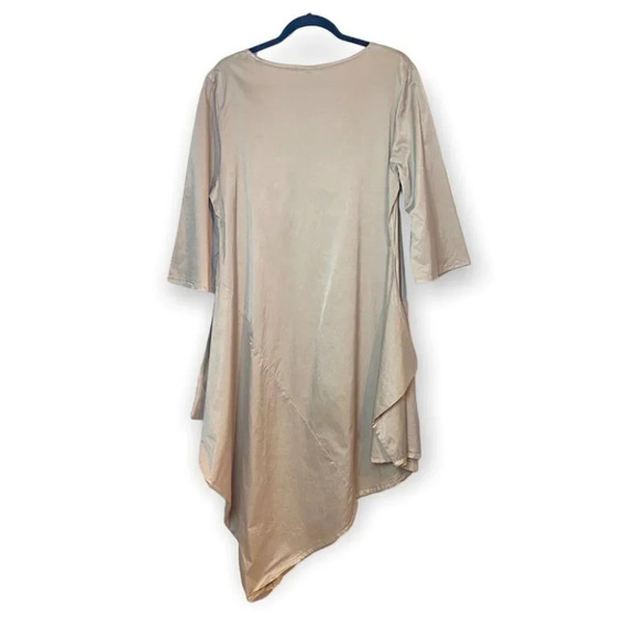 bryn Walker Beige  Asymmetrical 3/4 Sleeve Tunic Dress - Picture 3 of 12
